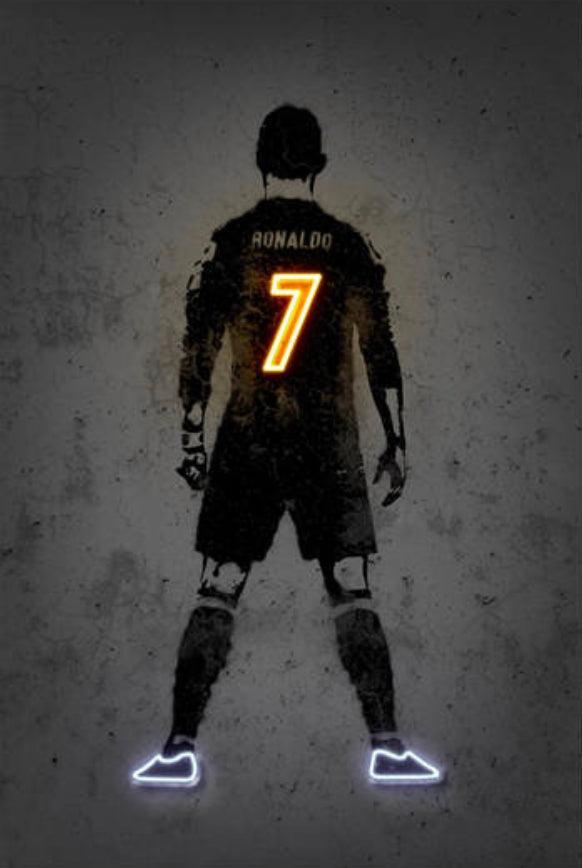 Cristiano Ronaldo #7 Neon Effect Futbol Wall Art Poster - Aesthetic Wall Decor