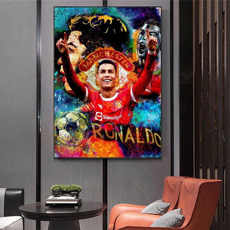 Cristiano Ronaldo Manchester Futbol Wall Art Painting Poster - Aesthetic Wall Decor