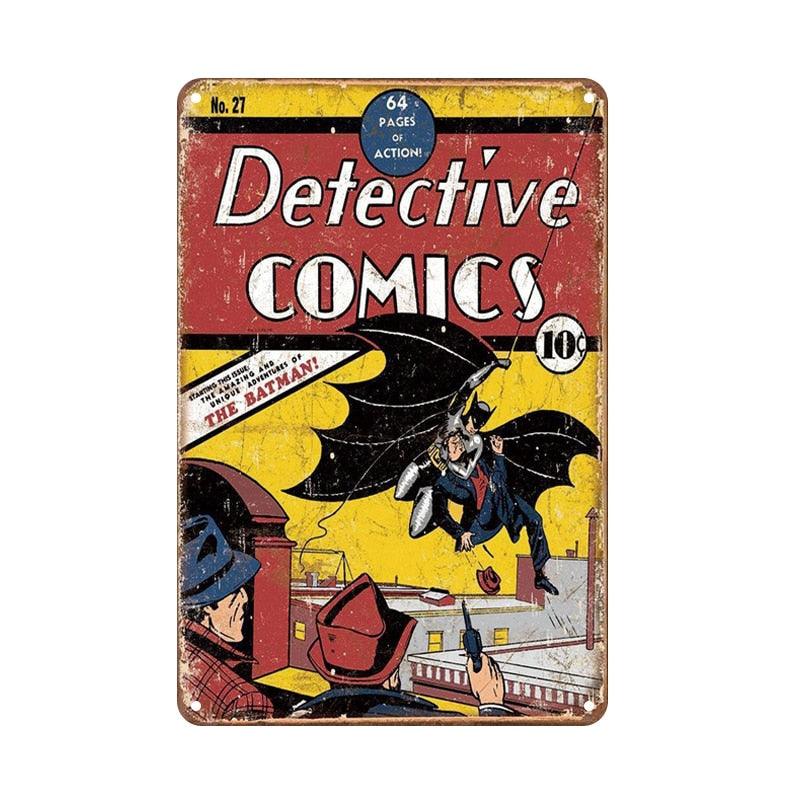 Detective Comics Batman No.27 Red and Yellow Comic Book Wall Art Metal Sign - Aesthetic Wall Decor