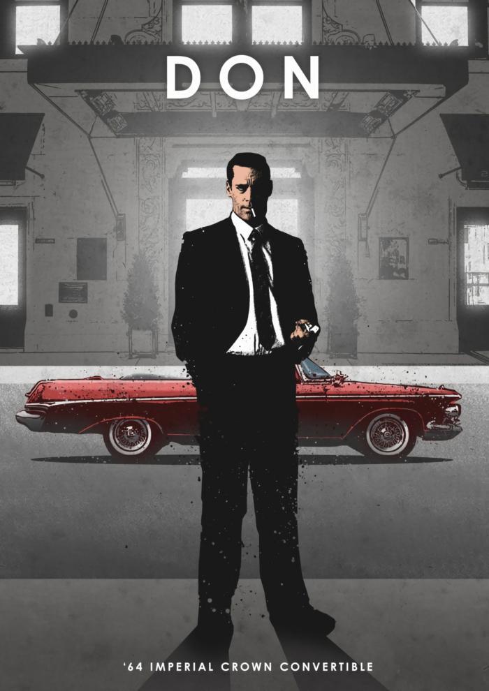 Don Draper Mad Men 1964 Imperial Crown Convertible Car Legend Poster - Aesthetic Wall Decor