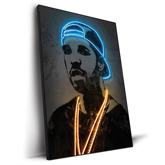Drake Hip/Hop Abstract Neon Effect Wall Art Poster - Aesthetic Wall Decor
