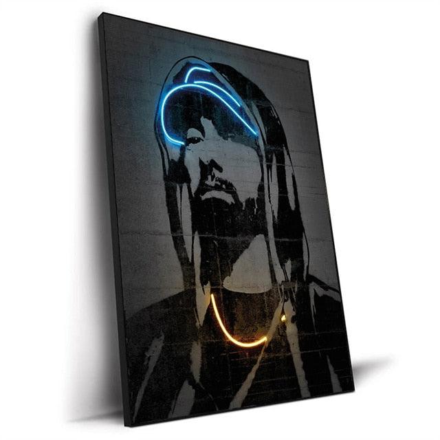 Eminem Rap Abstract Neon Effect Wall Art Poster - Aesthetic Wall Decor