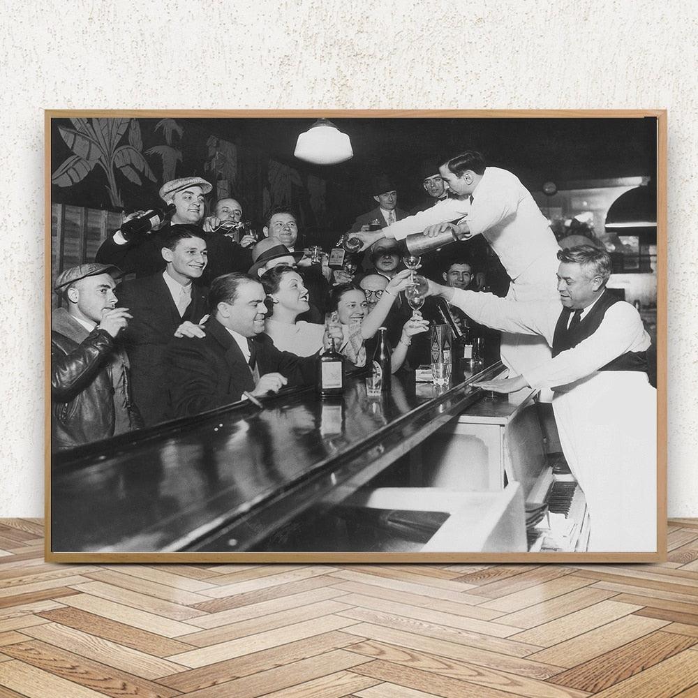 End of Prohibition Iconic Black and White Vintage Bar Decor Poster –  Aesthetic Wall Decor