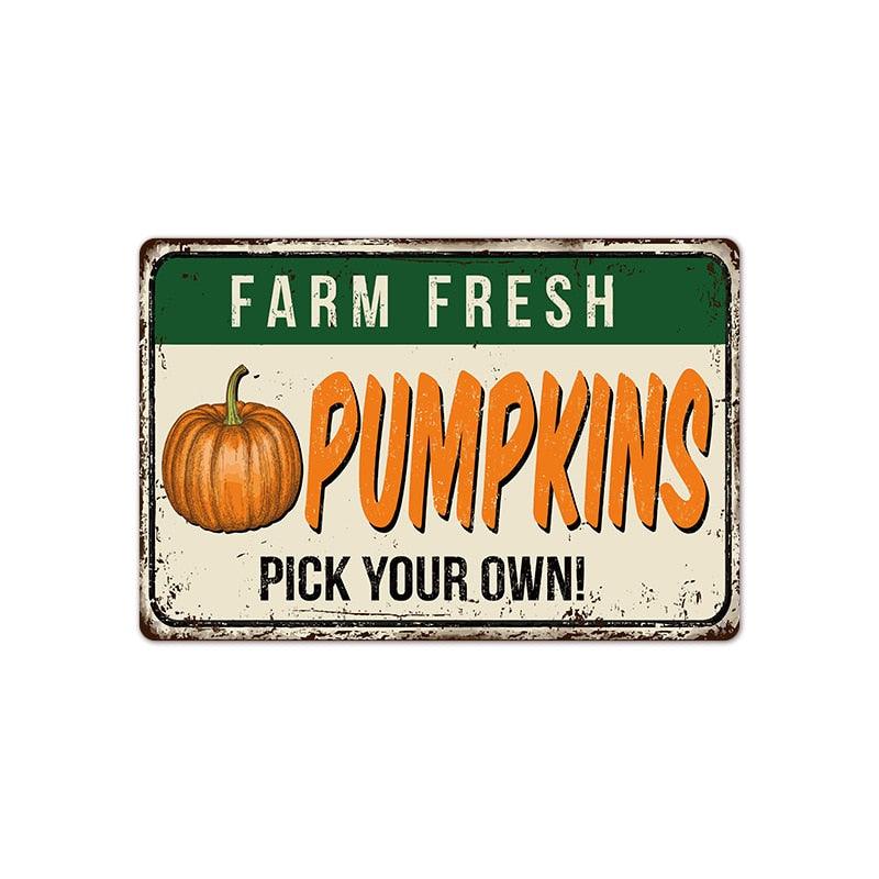 Farm Fresh Pumpkins Fall Aesthetic Wall Decor Metal Sign - Aesthetic Wall Decor