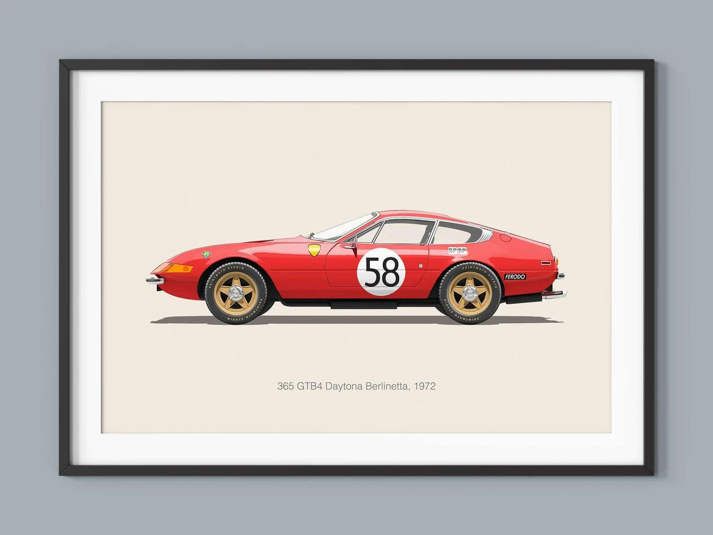Ferrari 365 Daytona Sports Car Minimalist Poster - Aesthetic Wall Decor