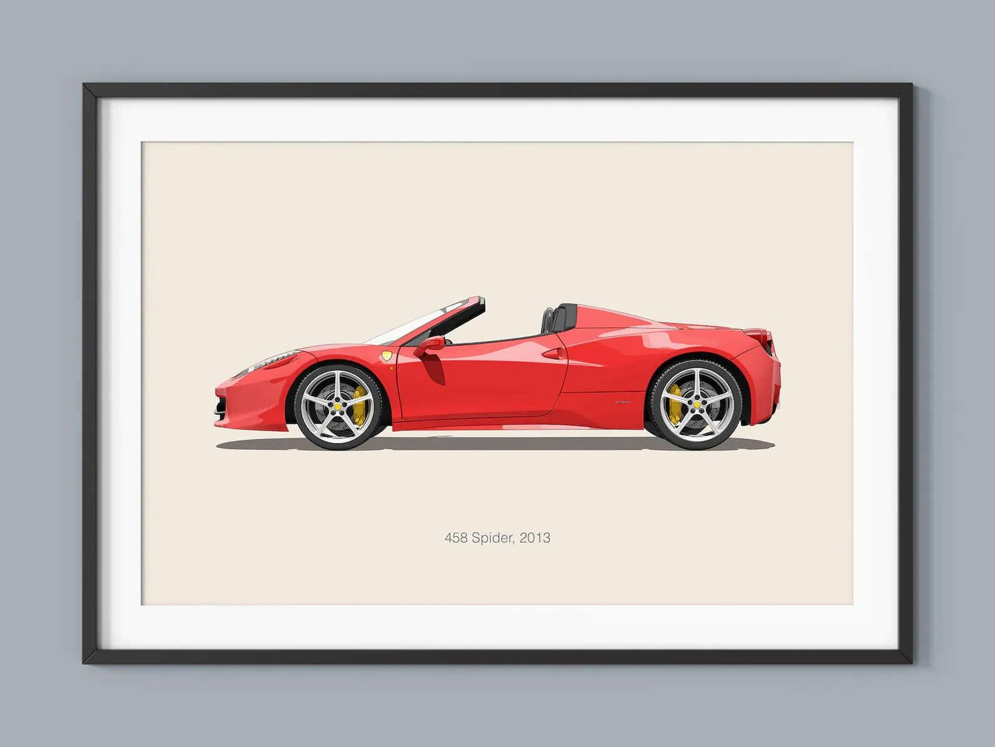 Ferrari 458 Spider Sports Car Minimalist Poster - Aesthetic Wall Decor
