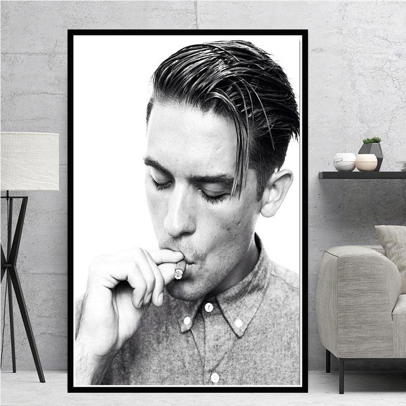 G-Eazy Black and White Smoking Music Poster - Aesthetic Wall Decor