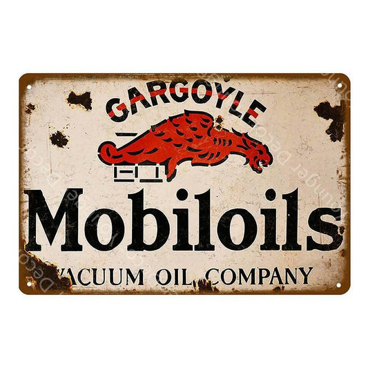 Gargoyle Mobiloils Vacuum Oil Company Vintage Garage Metal Sign - Aesthetic Wall Decor
