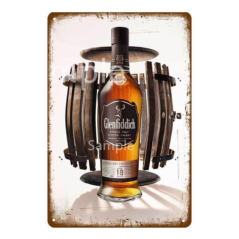 Glenfiddich Bottle Vintage Bar Decor Metal Sign - Aesthetic Wall Decor