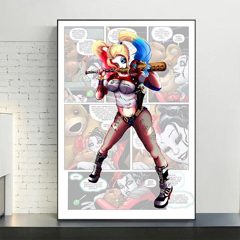 Harley Quinn Comic Style Poster - Aesthetic Wall Decor