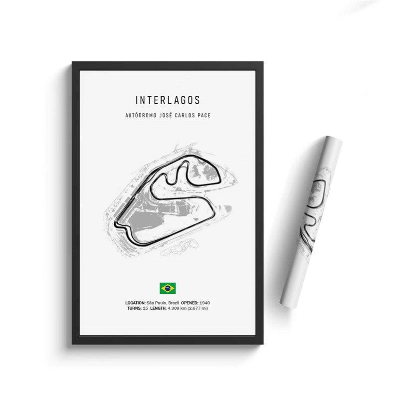 Interlagos Formula 1 Track Minimalist Motorsport Wall Art Poster - Aesthetic Wall Decor