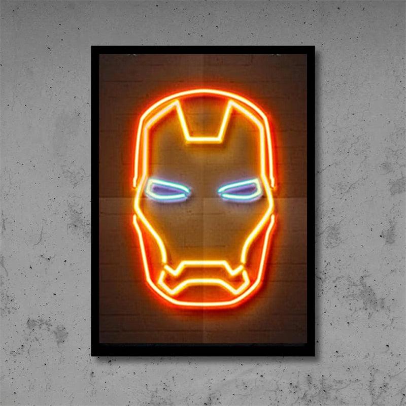 Ironman Marvel Superhero Neon Effect Poster - Aesthetic Wall Decor