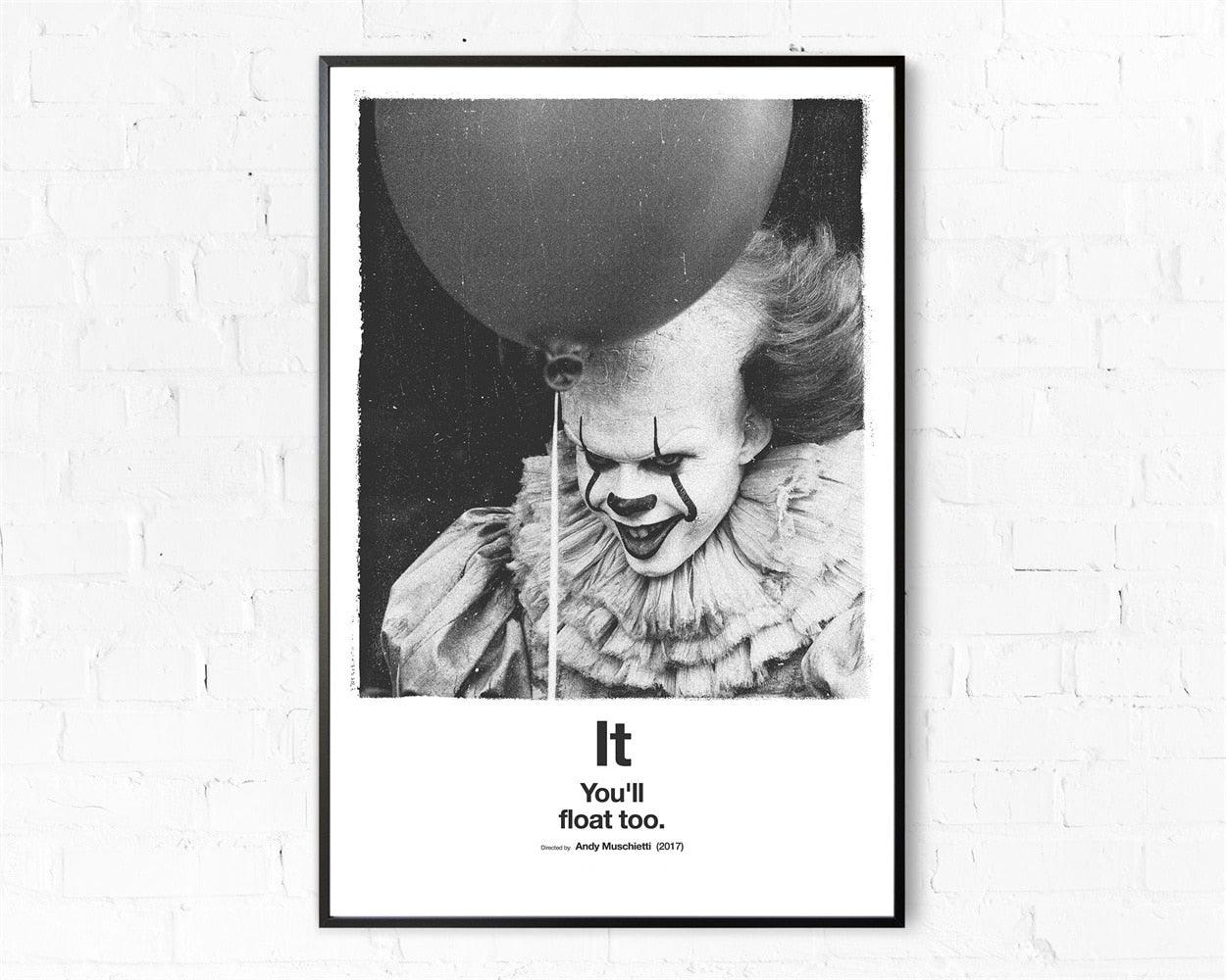 IT Black and White Minimalist Movie Poster - Aesthetic Wall Decor