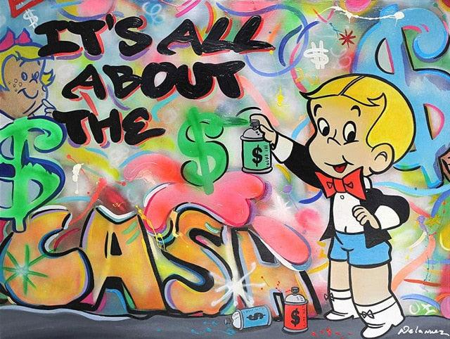 Its All About the Money Richie Rich Spray Paint Graffiti Dollar Sign Wall Art Poster - Aesthetic Wall Decor