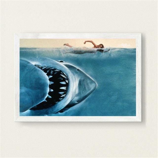 Jaws Shark Swimming Movie Poster - Aesthetic Wall Decor