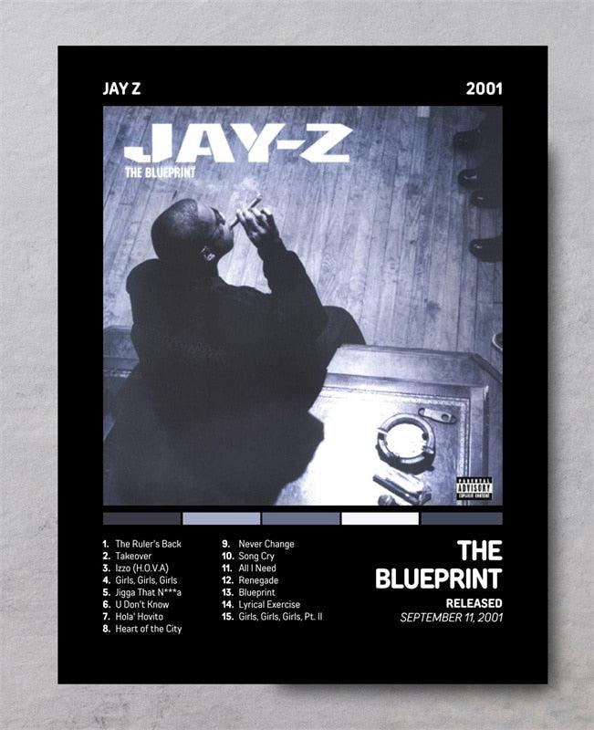 Jay-Z The Blueprint Legendary Rap Music Album Cover Wall Art Poster - Aesthetic Wall Decor
