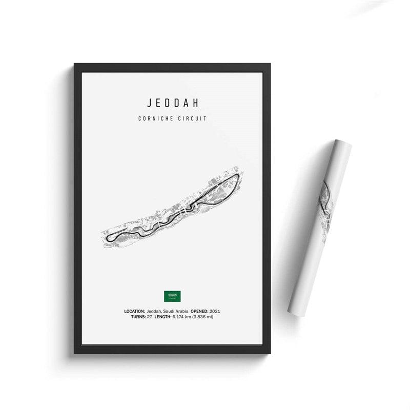 Jeddah Formula 1 Track Minimalist Motorsport Art Poster - Aesthetic Wall Decor