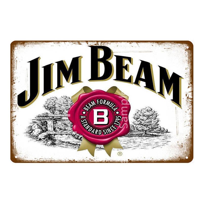 Jim Beam Vintage Bar Metal Sign - Aesthetic Wall Decor