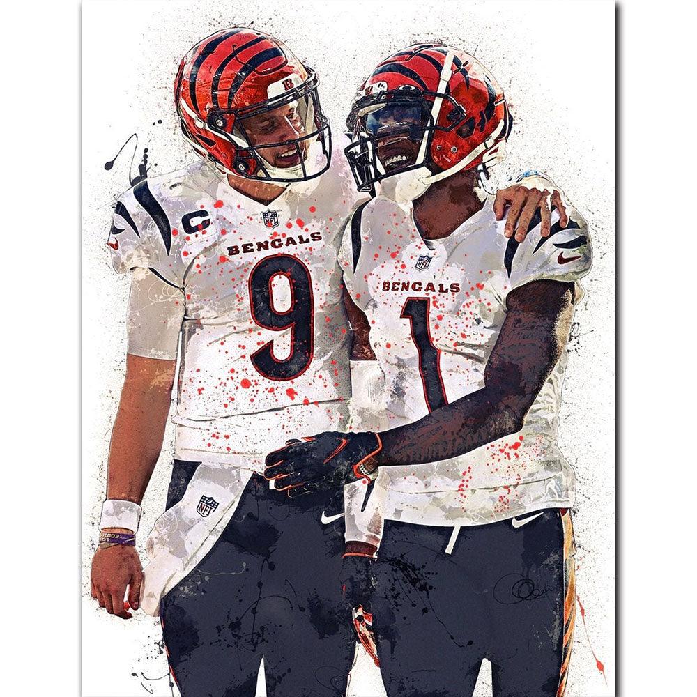 Joe Burrow and Jamar Chase Bengals NFL Wall Art Poster - Aesthetic Wall Decor
