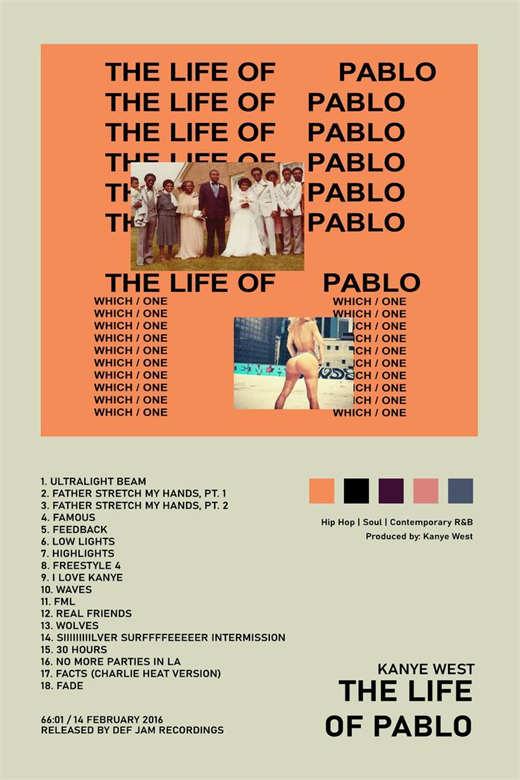 Kanye West Minimalist The Life Of Pablo Album Poster - Aesthetic Wall Decor