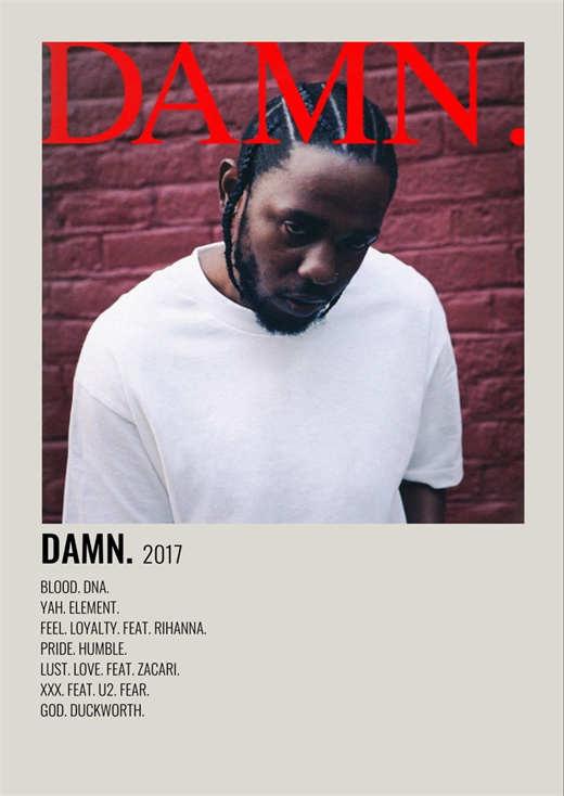 Kendrick Lamar Minimalist Damn Album Poster - Aesthetic Wall Decor