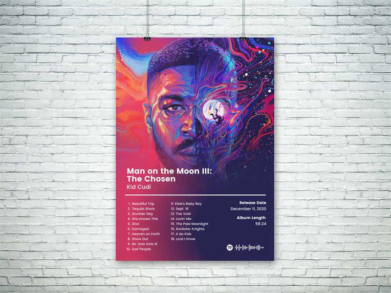 Kid Cudi Man On The Moon III: The Chosen Album Poster - Aesthetic Wall Decor