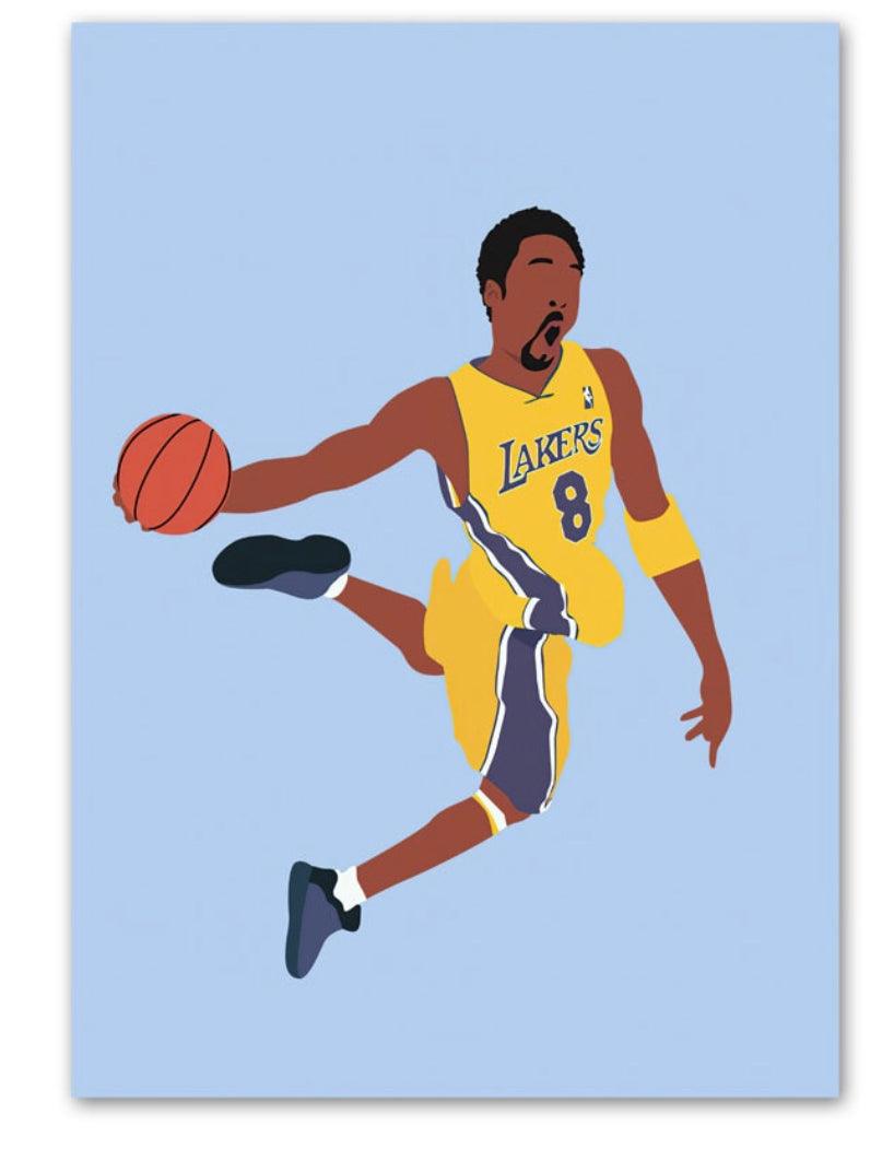 Kobe Bryant Old School Windmill Slam Dunk Faceless Minimalist NBA Poster - Aesthetic Wall Decor