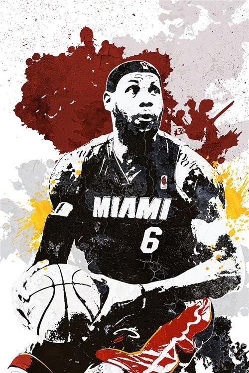 Lebron James Miami Heat Painting NBA Wall Art Poster