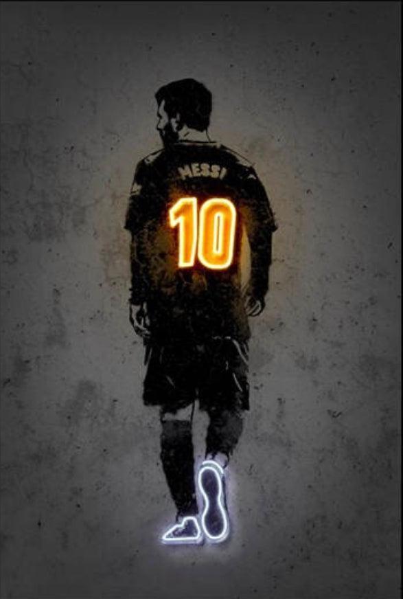 Lionel Messi Neon Effect Soccer Wall Art Poster - Aesthetic Wall Decor