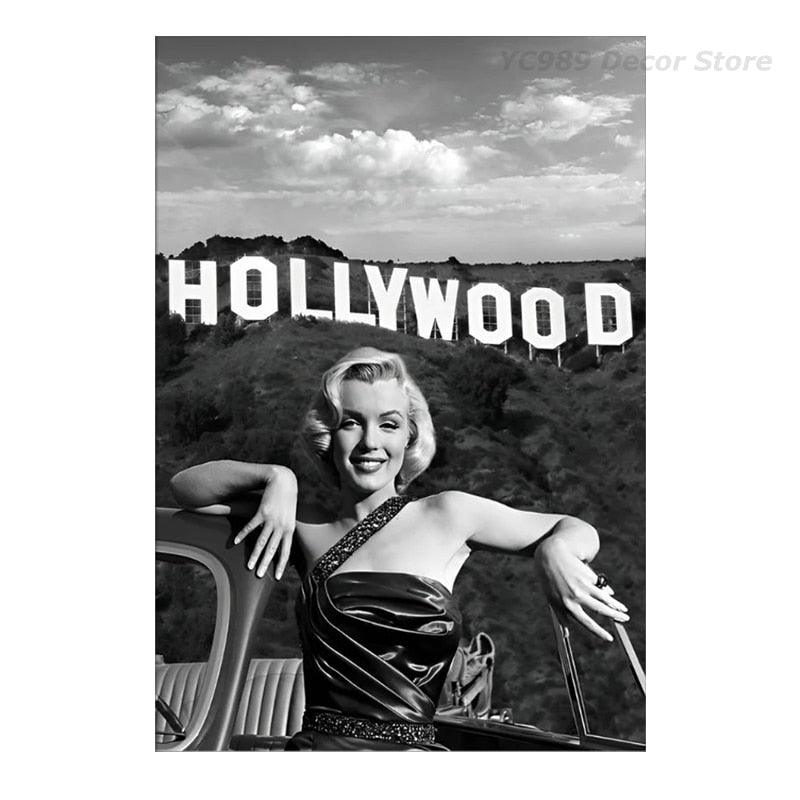 Marilyn Monroe Hollywood Sign Iconic Photo Poster - Aesthetic Wall Decor