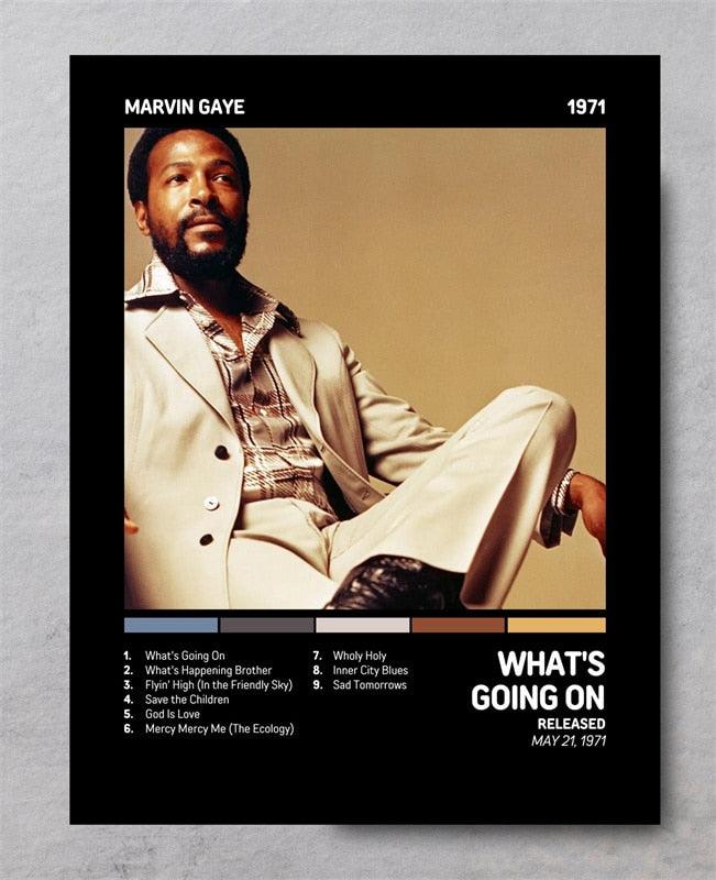 Marvin Gaye What's Going On Vintage Blues Music Album Cover Wall Art Poster - Aesthetic Wall Decor