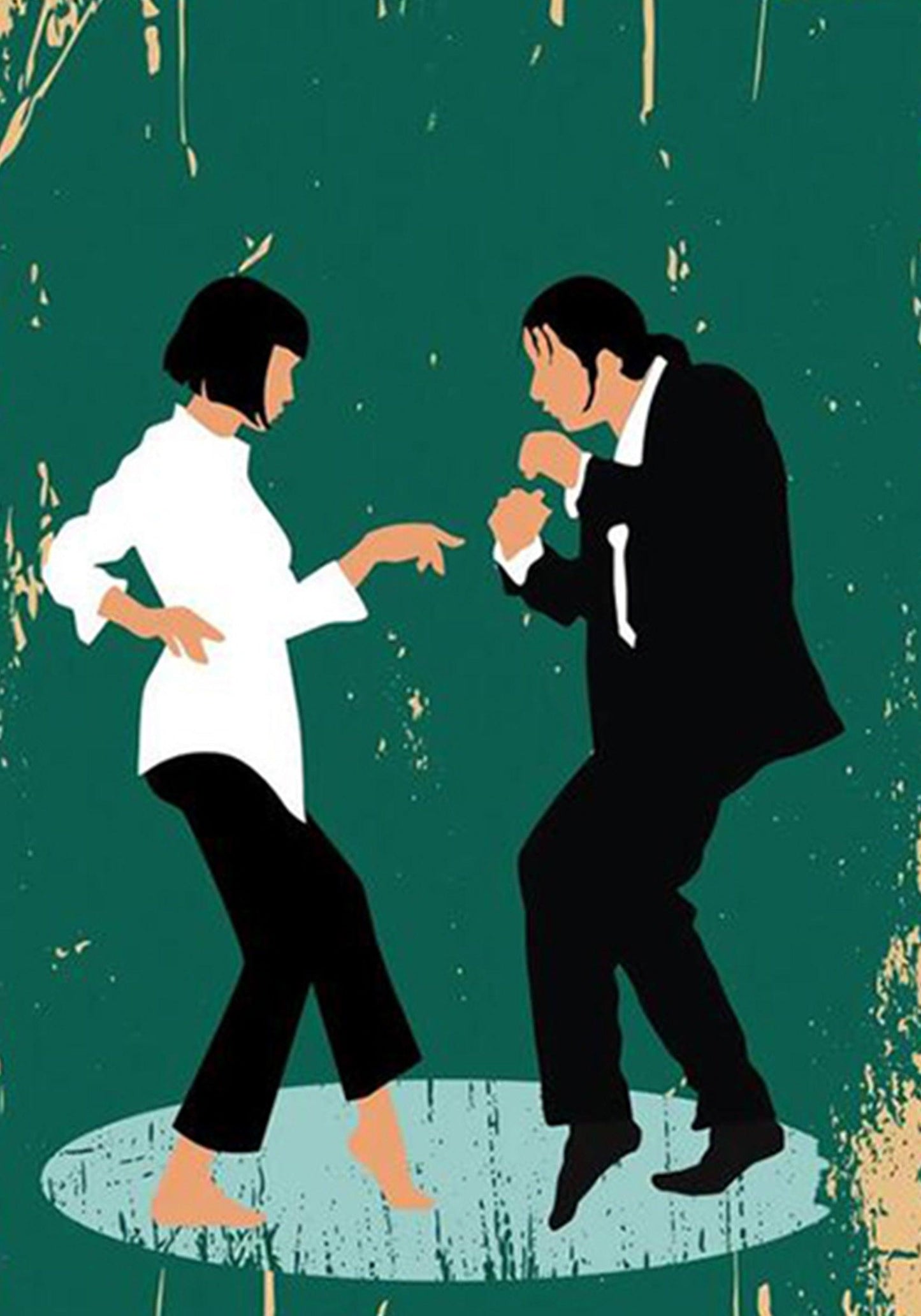 Mia Vincent Pulp Fiction Minimalist Green Movie Poster - Aesthetic Wall Decor