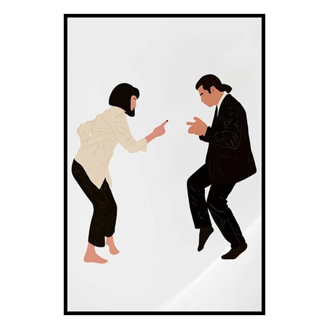 Mia Wallace Vincent Vega Pulp Fiction Minimalist Movie Poster - Aesthetic Wall Decor
