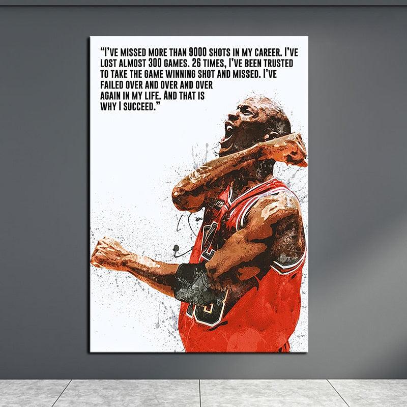 Michael Jordan Ive Missed More Than 9000 Shots In My Career Motivational Quote White Poster - Aesthetic Wall Decor