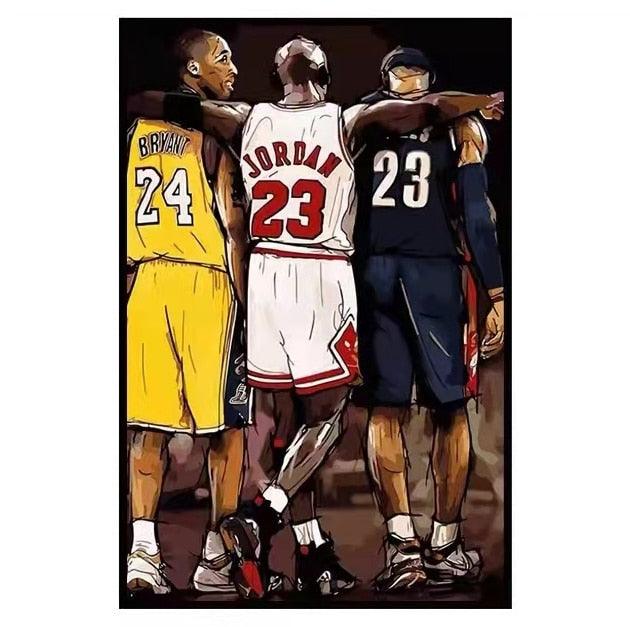 Michael Jordan Kobe Bryant Lebron James NBA Legend Wall Art Poster