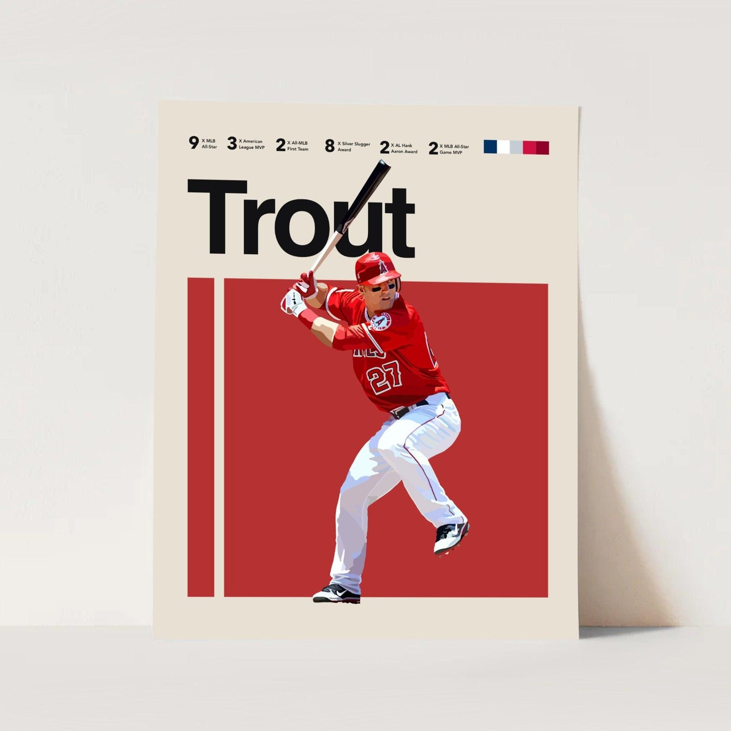 Mike Trout Baseball MLB Sports Minimalist Wall Art Poster - Aesthetic Wall Decor