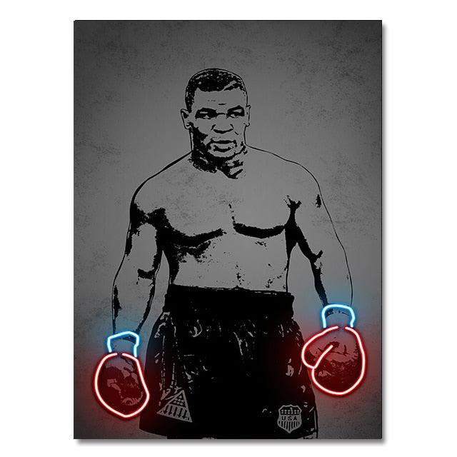 Mike Tyson Red Neon Effect Poster - Aesthetic Wall Decor
