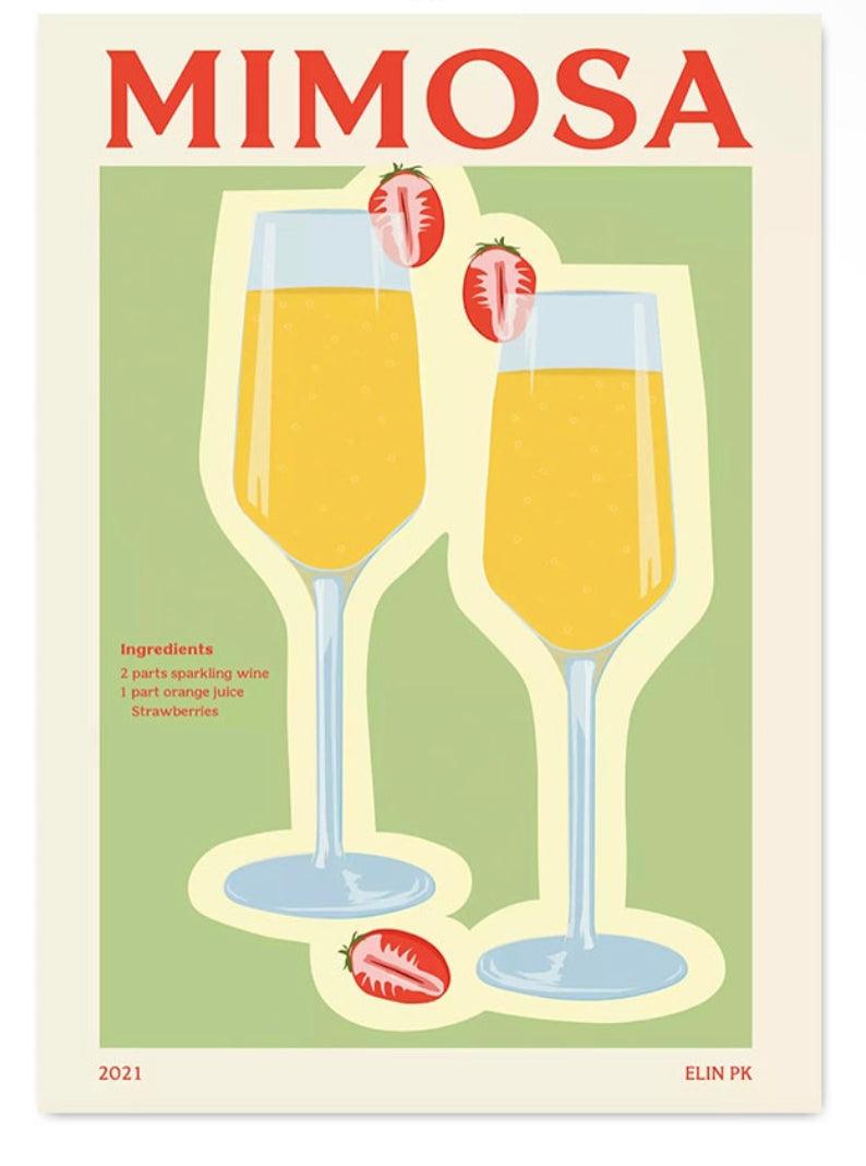 Mimosa Bar Decor Cocktail Wall Art Poster - Aesthetic Wall Decor