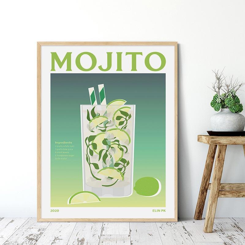 Mojito Cocktail Bar Aesthetic Wall Art Canvas Print Poster - Aesthetic Wall Decor