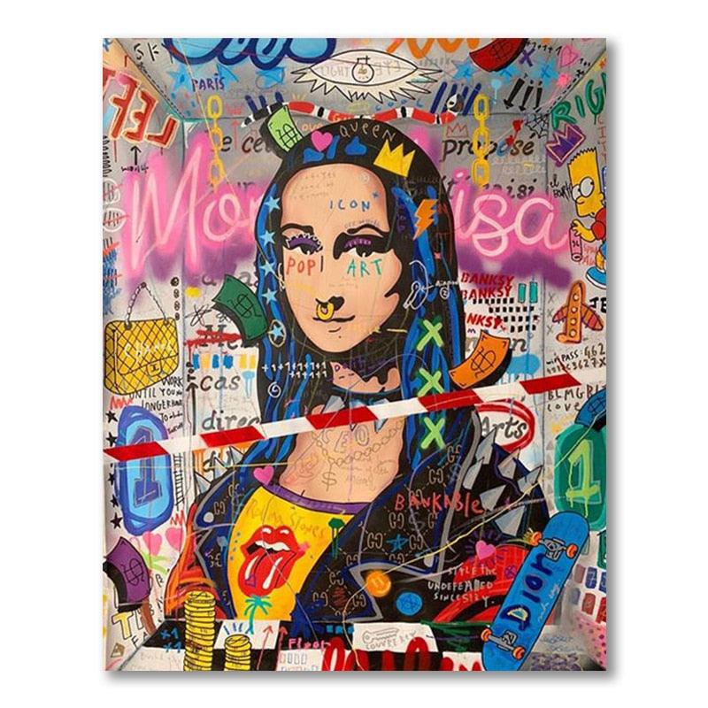 Wall Mona Painting Poster Wall Iconic Art – Street Graffiti Lisa Decor Aesthetic
