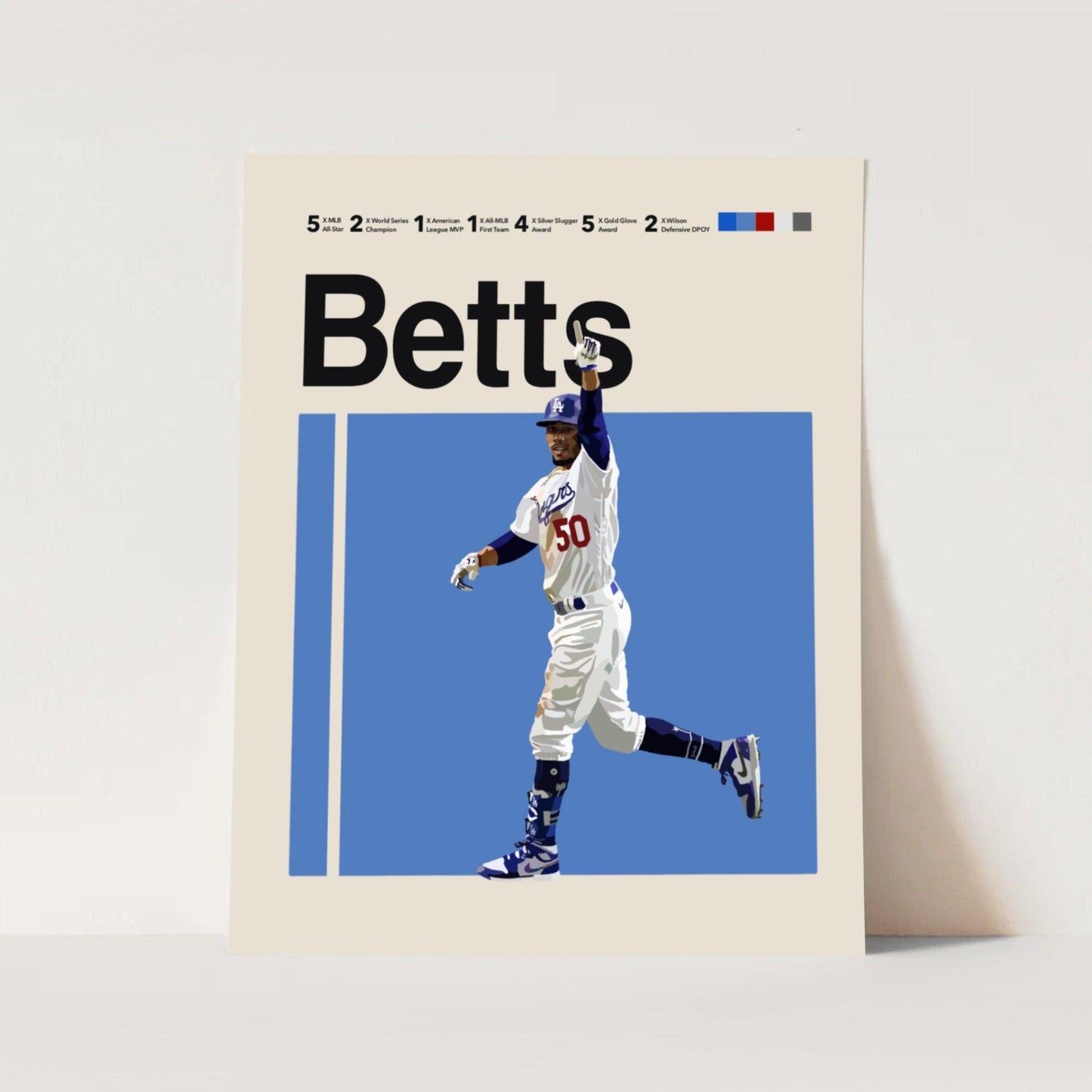 Mookie Betts Dodgers Baseball MLB Athlete Sports Minimalist Wall Art Poster - Aesthetic Wall Decor