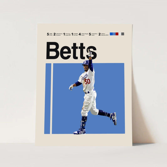 Mookie Betts Dodgers Baseball MLB Athlete Sports Minimalist Wall Art Poster - Aesthetic Wall Decor