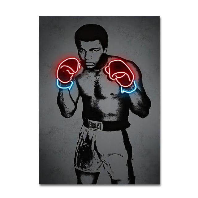 Muhammad Ali Casius Clay Neon Effect Poster - Aesthetic Wall Decor