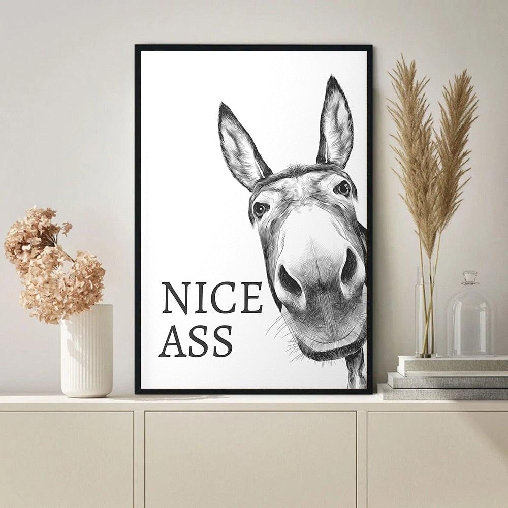 Nice Ass Donkey Funny Bathroom Poster - Aesthetic Wall Decor