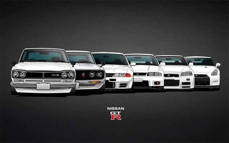 Nissan GTR Car Evolution Poster - Aesthetic Wall Decor