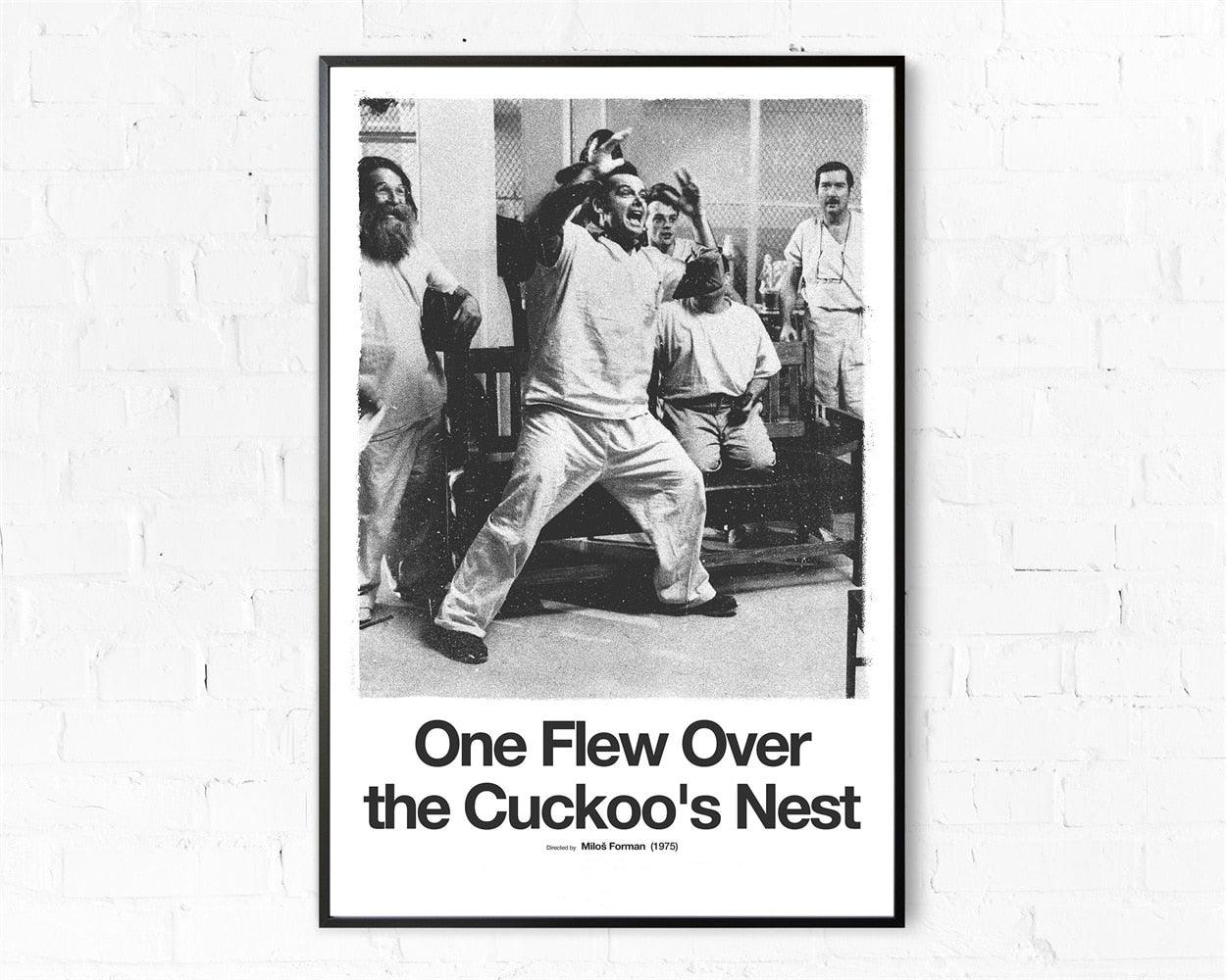 One Flew Over The Cuckoos Nest Black and White Minimalist Movie Poster - Aesthetic Wall Decor