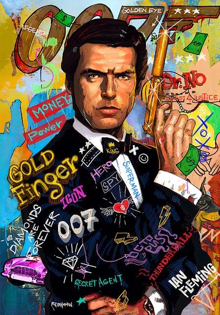 Pierce Brosnan James Bond Urban Graffiti Wall Art Poster - Aesthetic Wall Decor