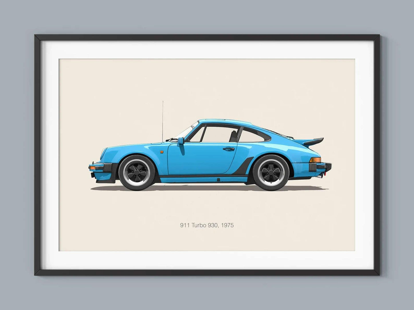 Porsche 911 Turbo S Blue Sports Car Minimalist Poster - Aesthetic Wall Decor