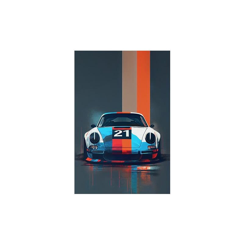 Porsche Watercolor Sports Car Poster - Aesthetic Wall Decor