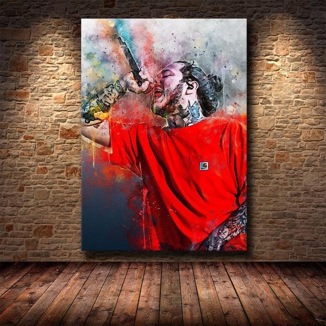 Post Malone Singing Hip-Hip Wall Art Painting Poster - Aesthetic Wall Decor